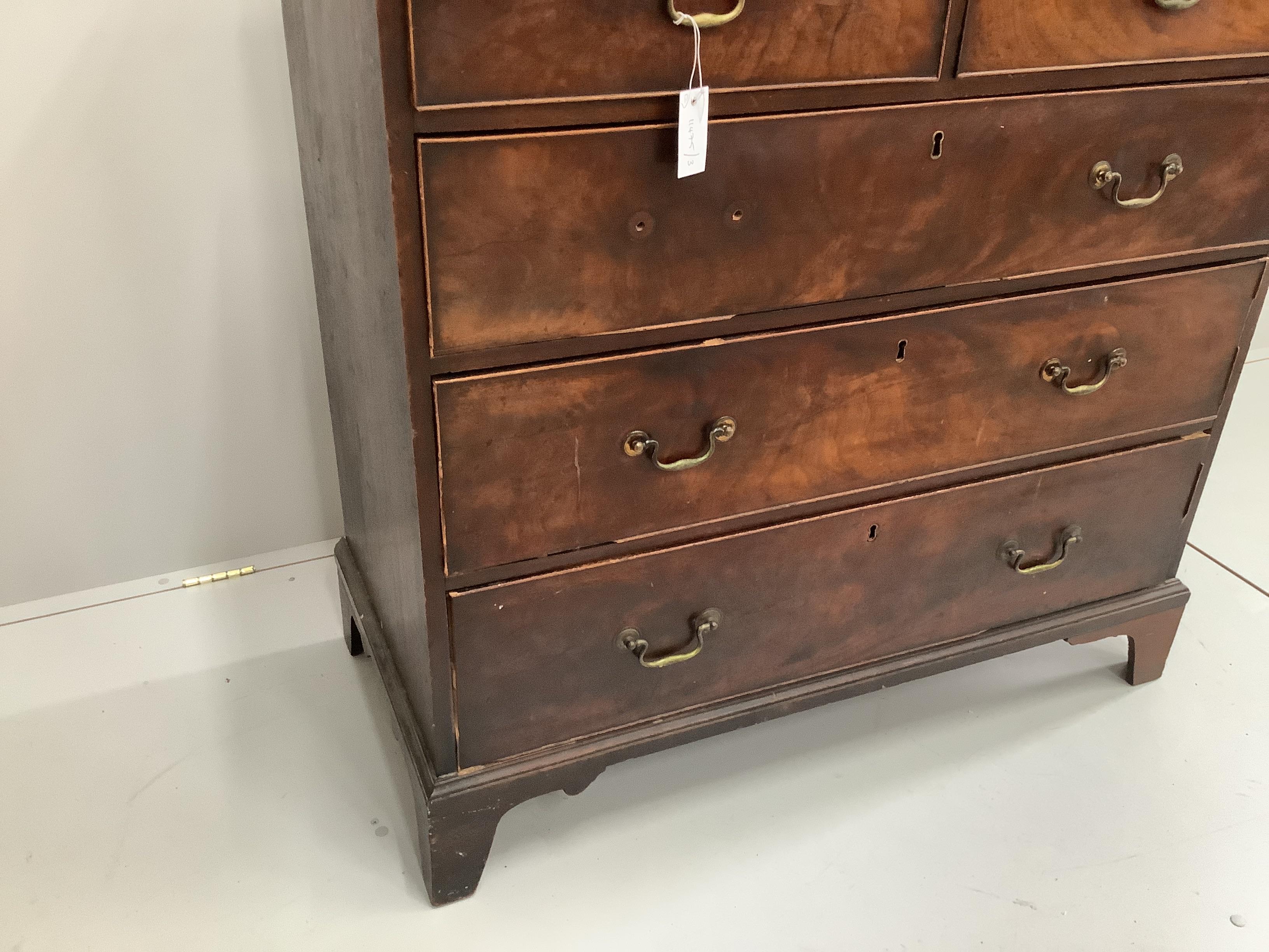 A George III mahogany five drawer chest, width 110cm, depth 51cm, height 107cm